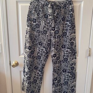 Primark Black and White Floral Wide Leg Pants